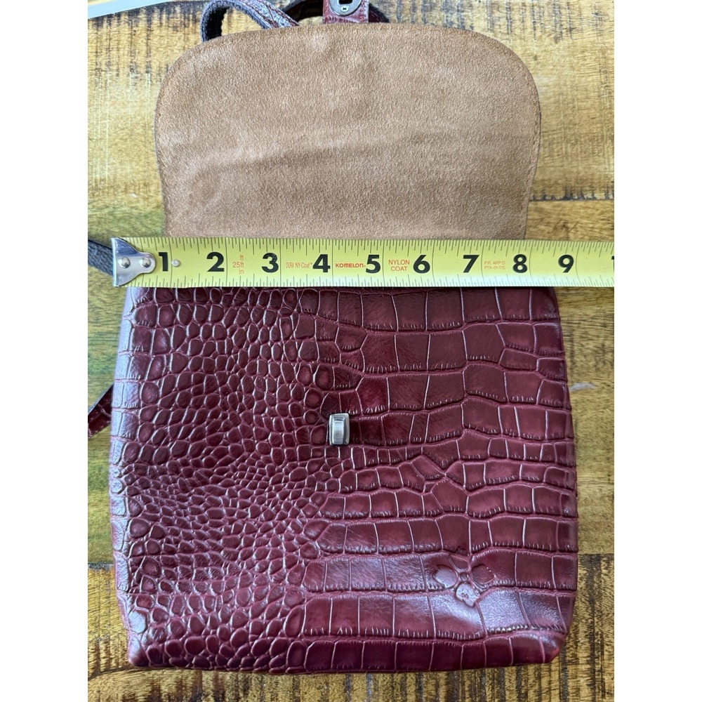 Patricia Nash Burgundy Croc Embossed Leather Convertible Backpack Crossbody Bag‎ - Picture 7 of 10